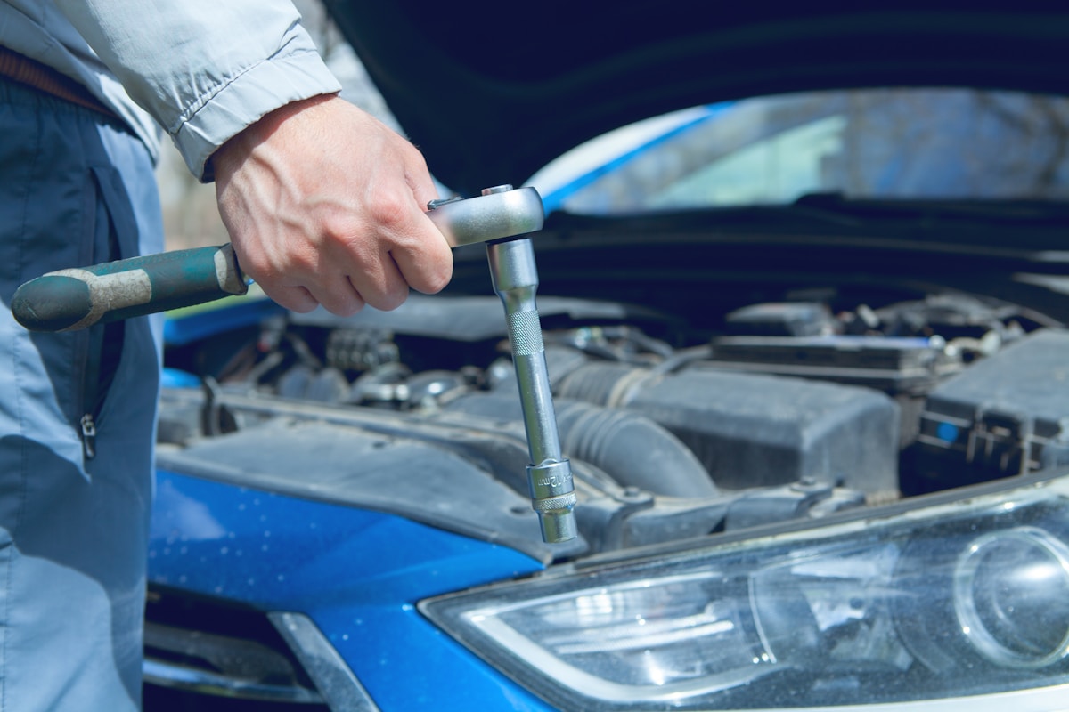 RV service technician performing a warranty inspection